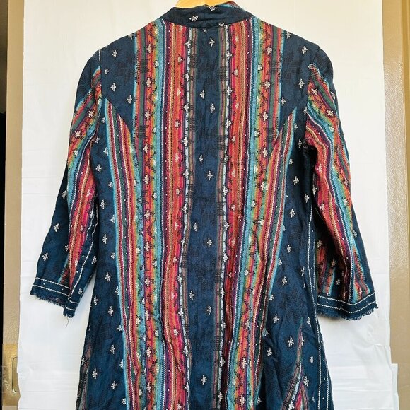 World Market Boho Linen Tribal Print Kimono size S/M - Picture 7 of 9
